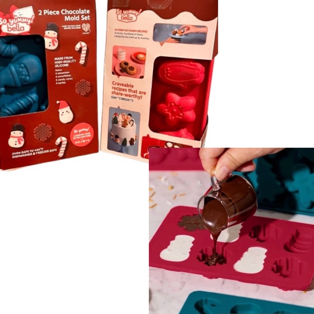 🆕-Set of 2-(Includes 4 Molds) So Yummy Bella Silicone Chocolate Mold Set